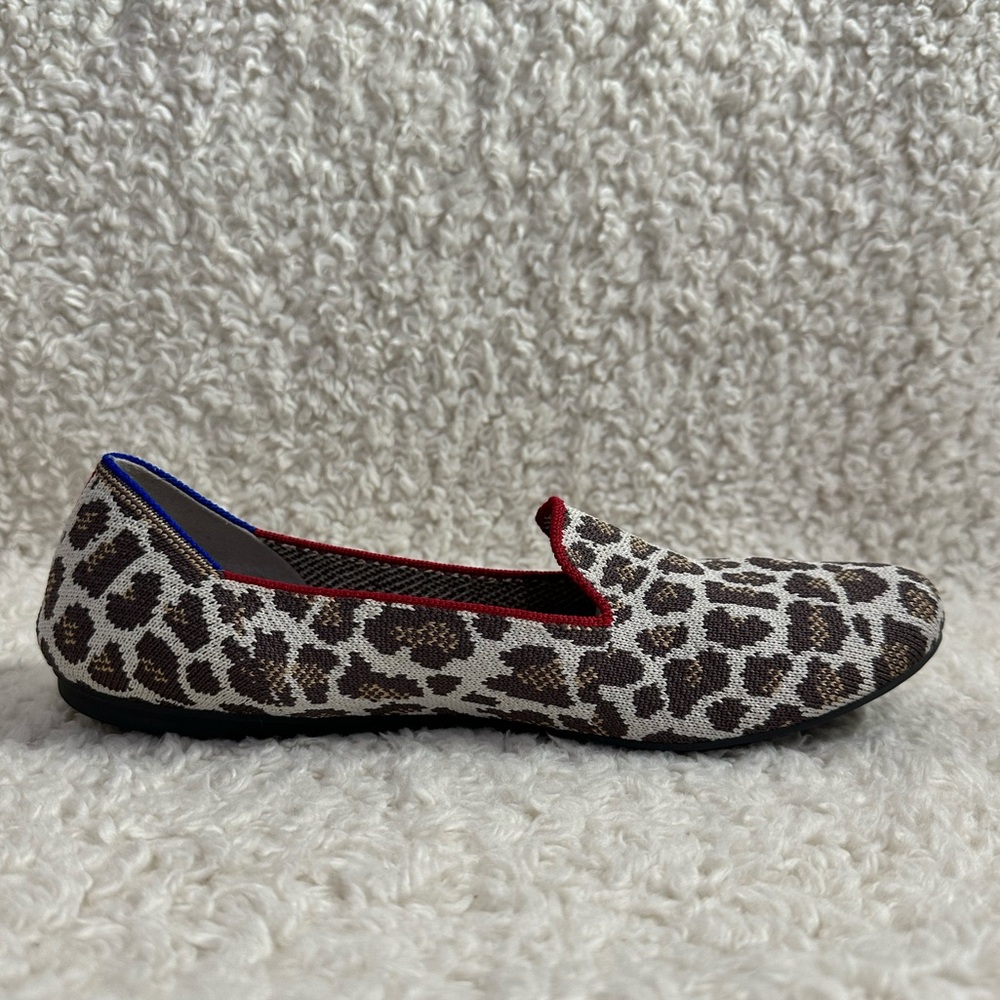 Rothy's Shoes The Loafer Womens 9 Tan Brown Leopard Flats Slip On Animal Round - Picture 5 of 14